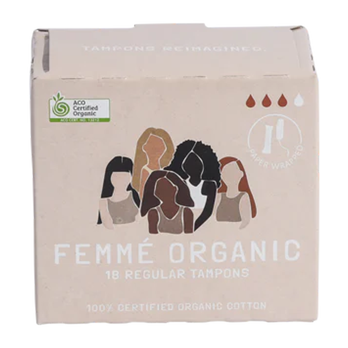 Femme Organic Cotton Regular Tampons 18 Pack