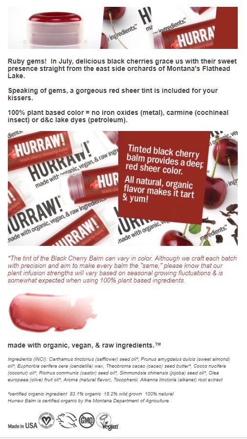 Hurraw Black Cherry Tinted Lip Balm each