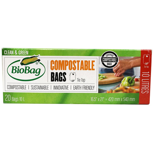 Biobag Compostable Tie Top Bags 20 x 10L