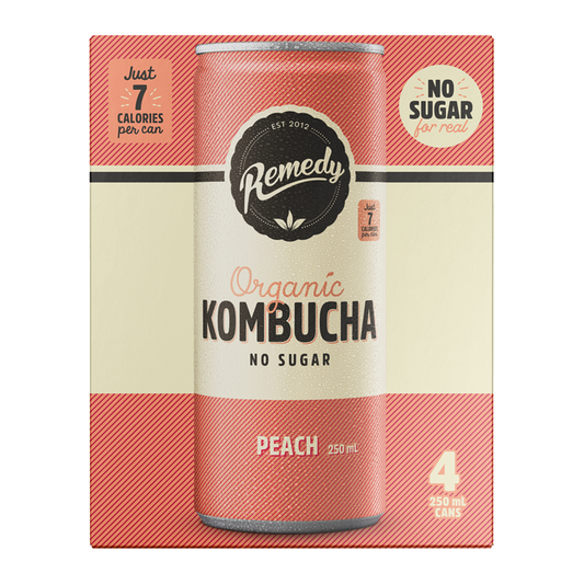 Remedy Organic Kombucha Peach 4 x 250ml