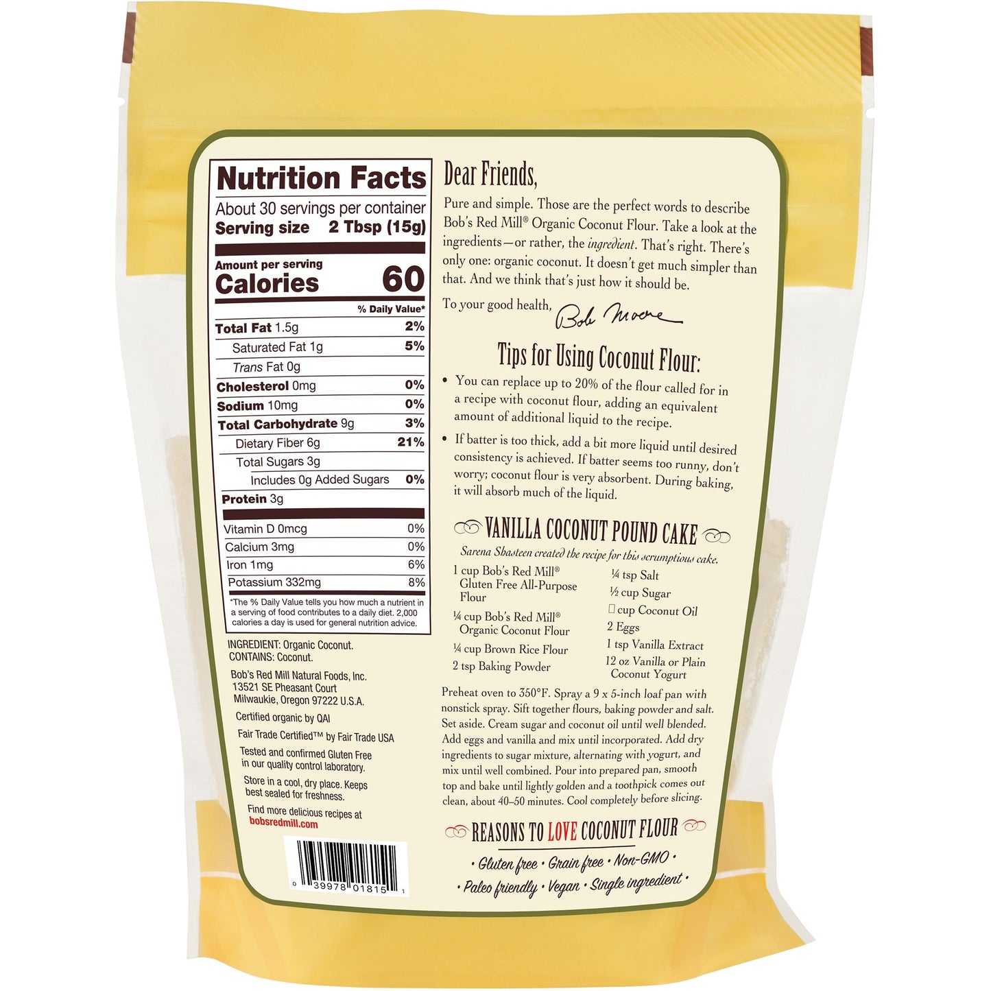 Bob's Red Mill Organic Coconut Flour | Harris Farm Online