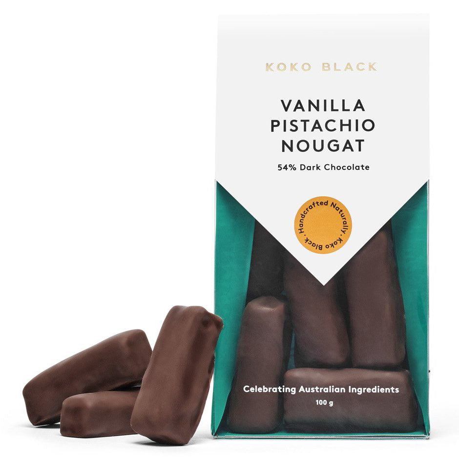 Koko Black Dark Chocolate Vanilla Pistachio Nougat | Harris Farm Online