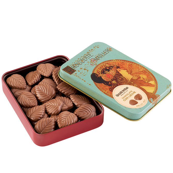 Amatller Milk Chocolate leaves Tin | Harris Farm Online