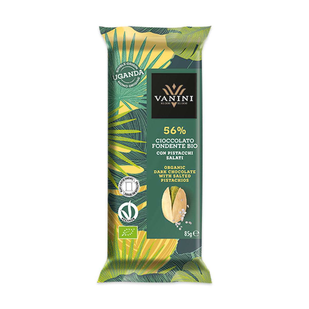 Vanini Organic Dark Chocolate 56% with Salted Pistachios 85G | Harris Farm Online