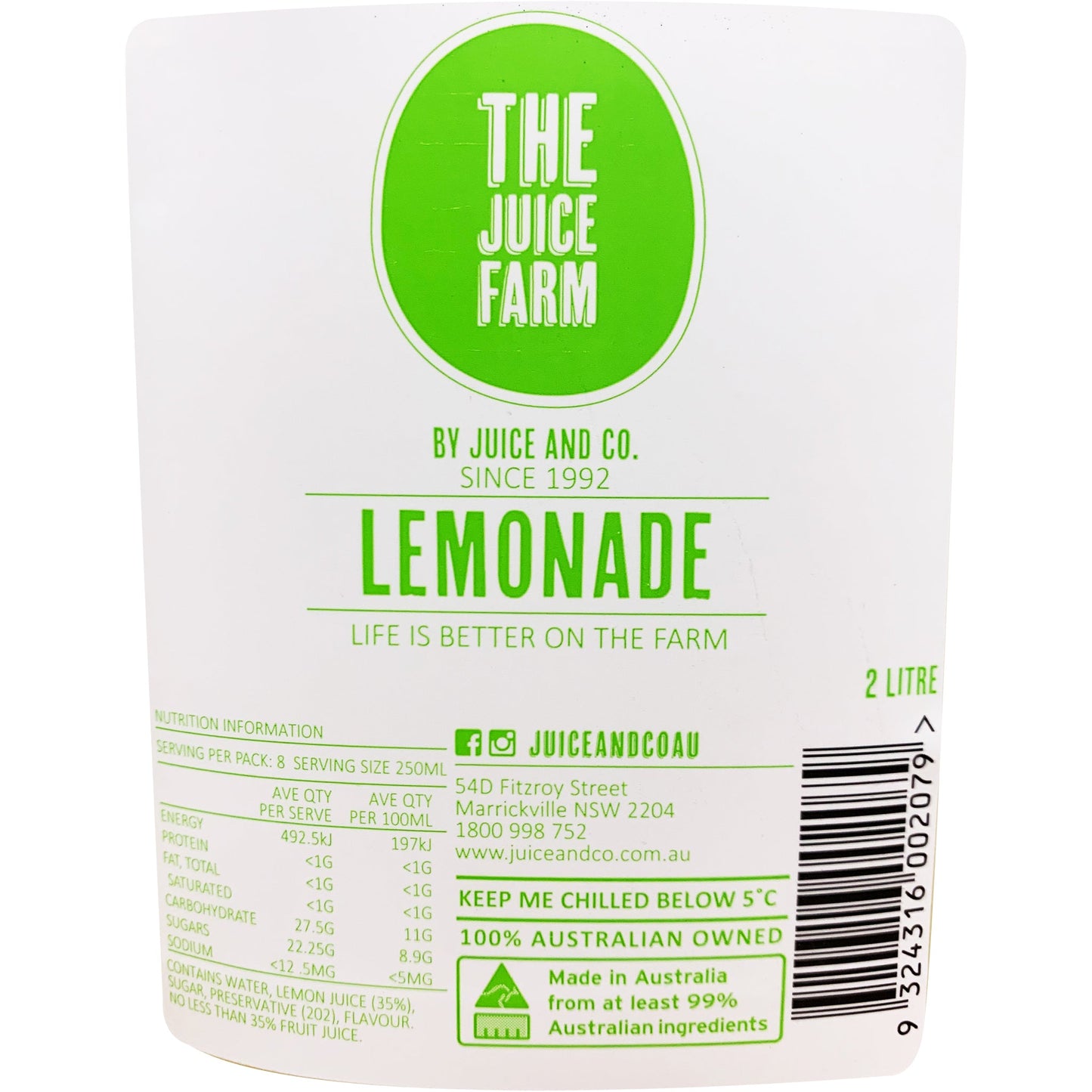 The Juice Farm Crushed Lemonade Juice 2L