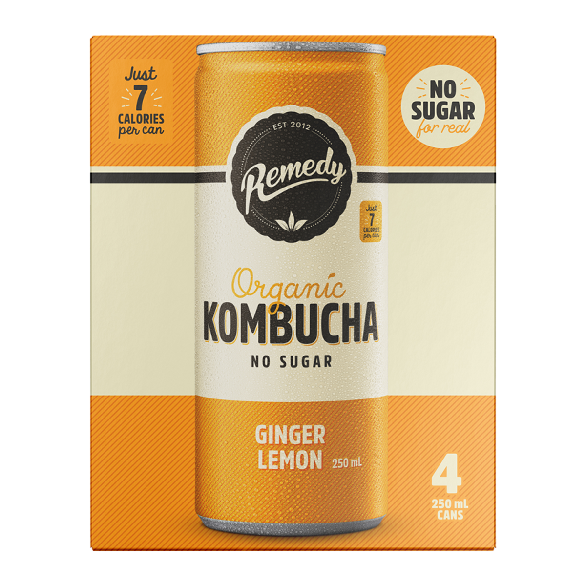 Remedy Organic Kombucha Ginger Lemon 4 x 250ml