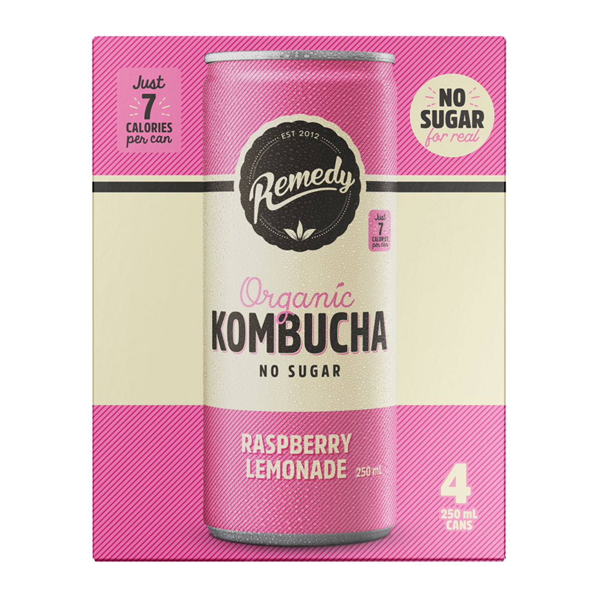 Remedy Organic Kombucha Raspberry Lemonade 4 x 250ml