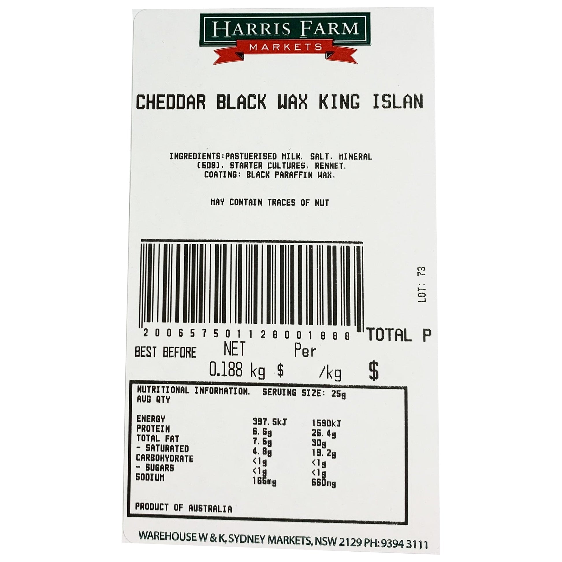 Warrnambool Cheddar Black Waxed Vintage | Harris Farm Online