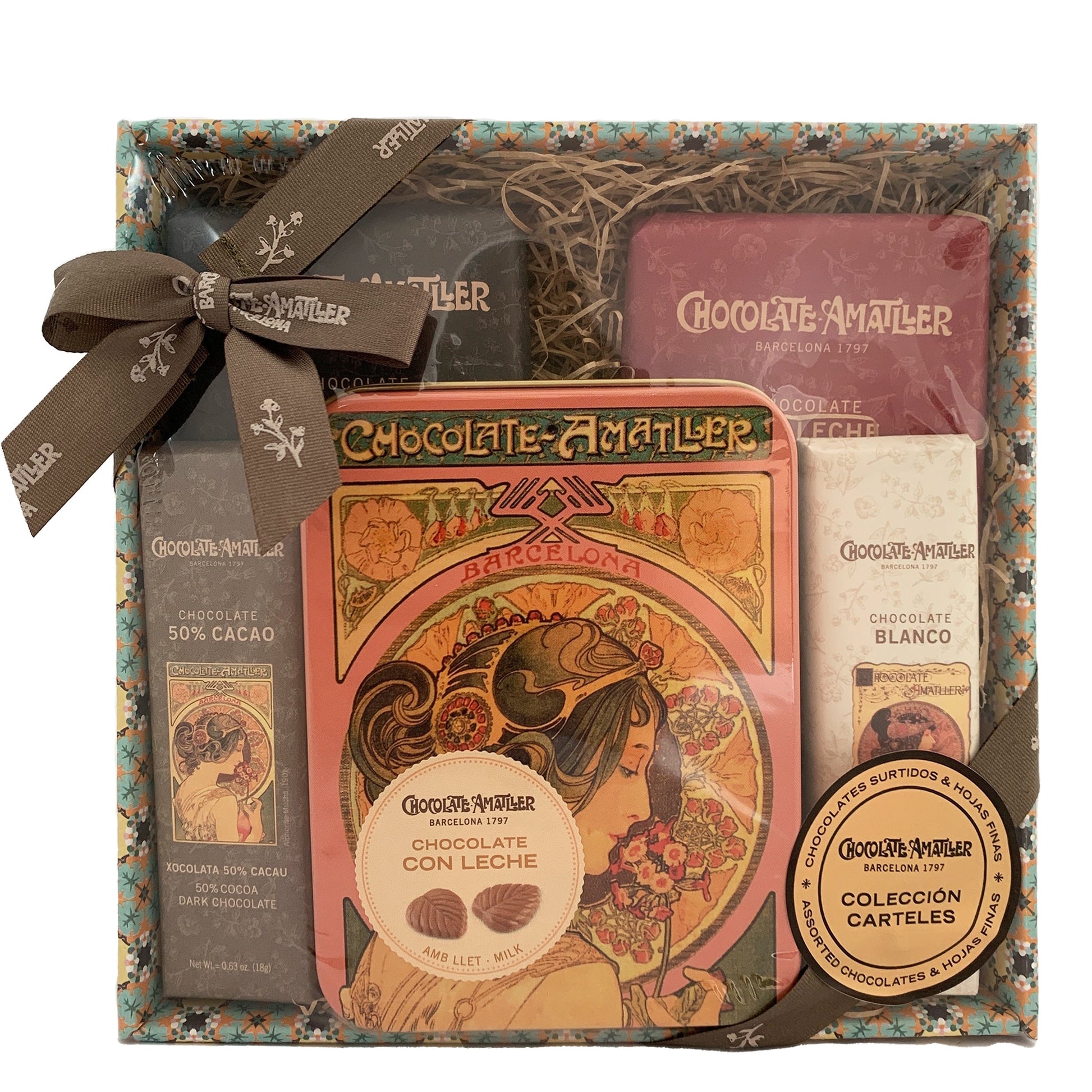 Amatller Assorted Chocolates and Hojas Finas Basket | Harris Farm Online