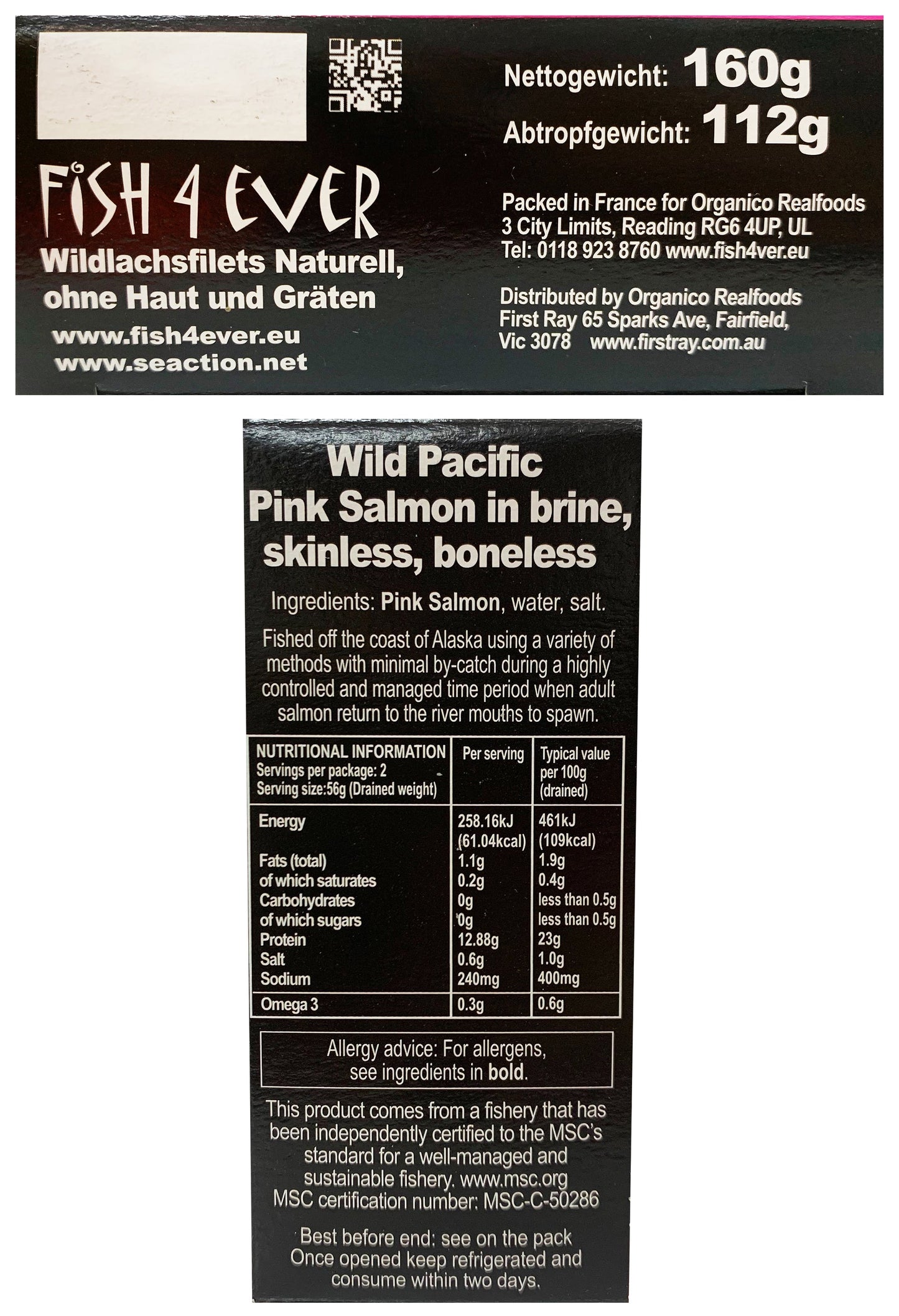 Fish4Ever Pink Salmon In Brine 160g