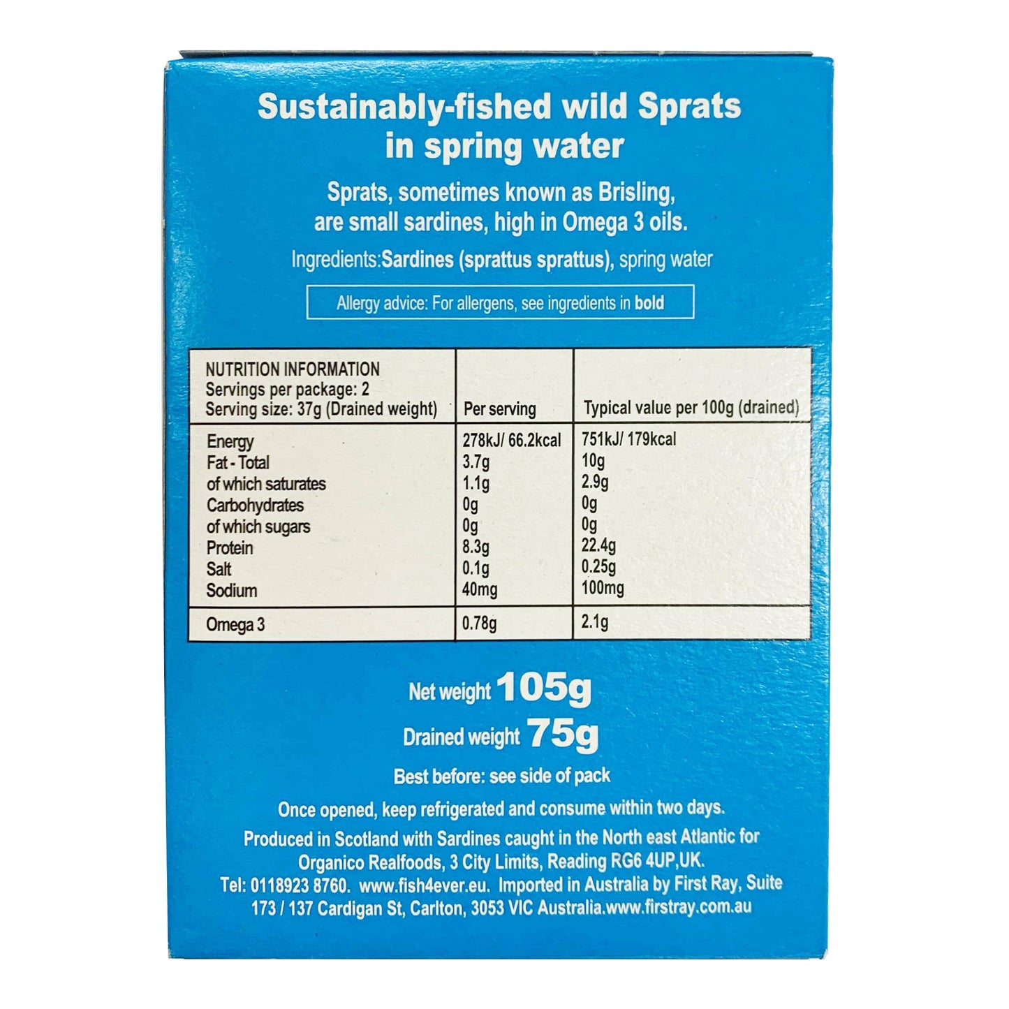 Fish4Ever Scottish Brisling Sardine Sprats in Spring Water | Harris Farm Online