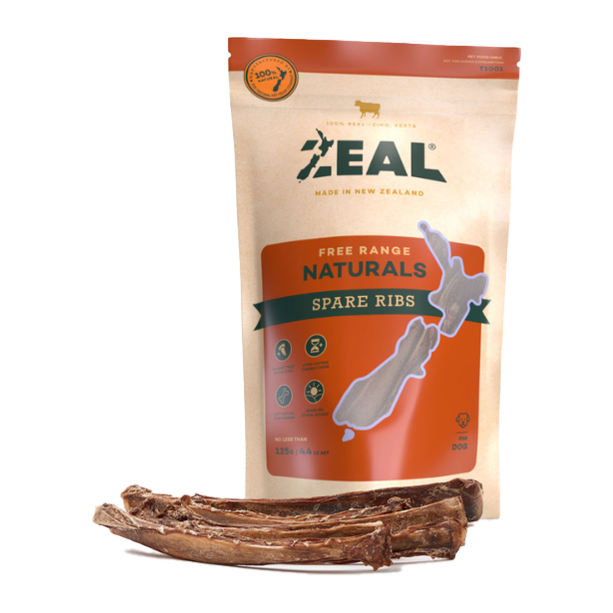 Zeal Free Range Naturals Dog Treats Spare Ribs 125g