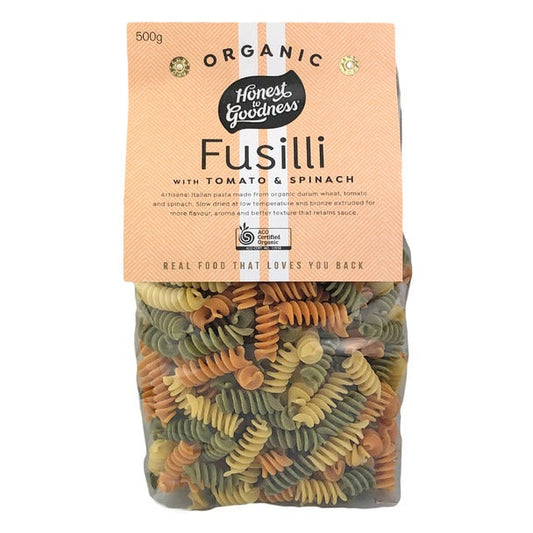 Honest to Goodness Organic Fusilli Pasta with Tomato and Spinach 500g | Harris Farm Online