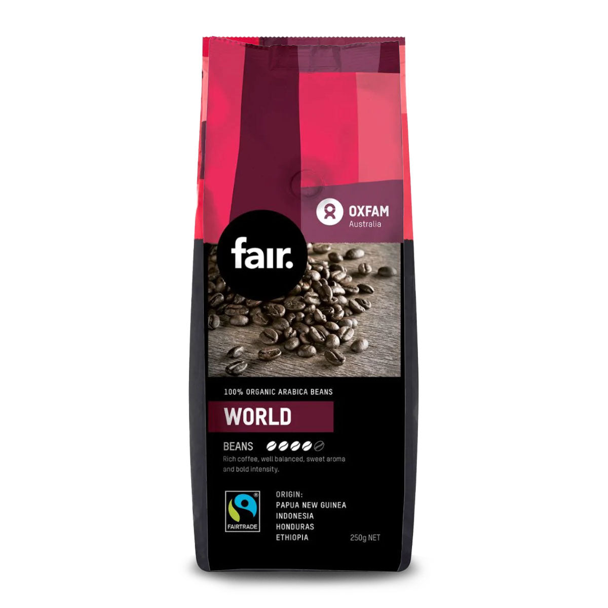 Oxfam World Blend Coffee Beans 250g | Harris Farm Online