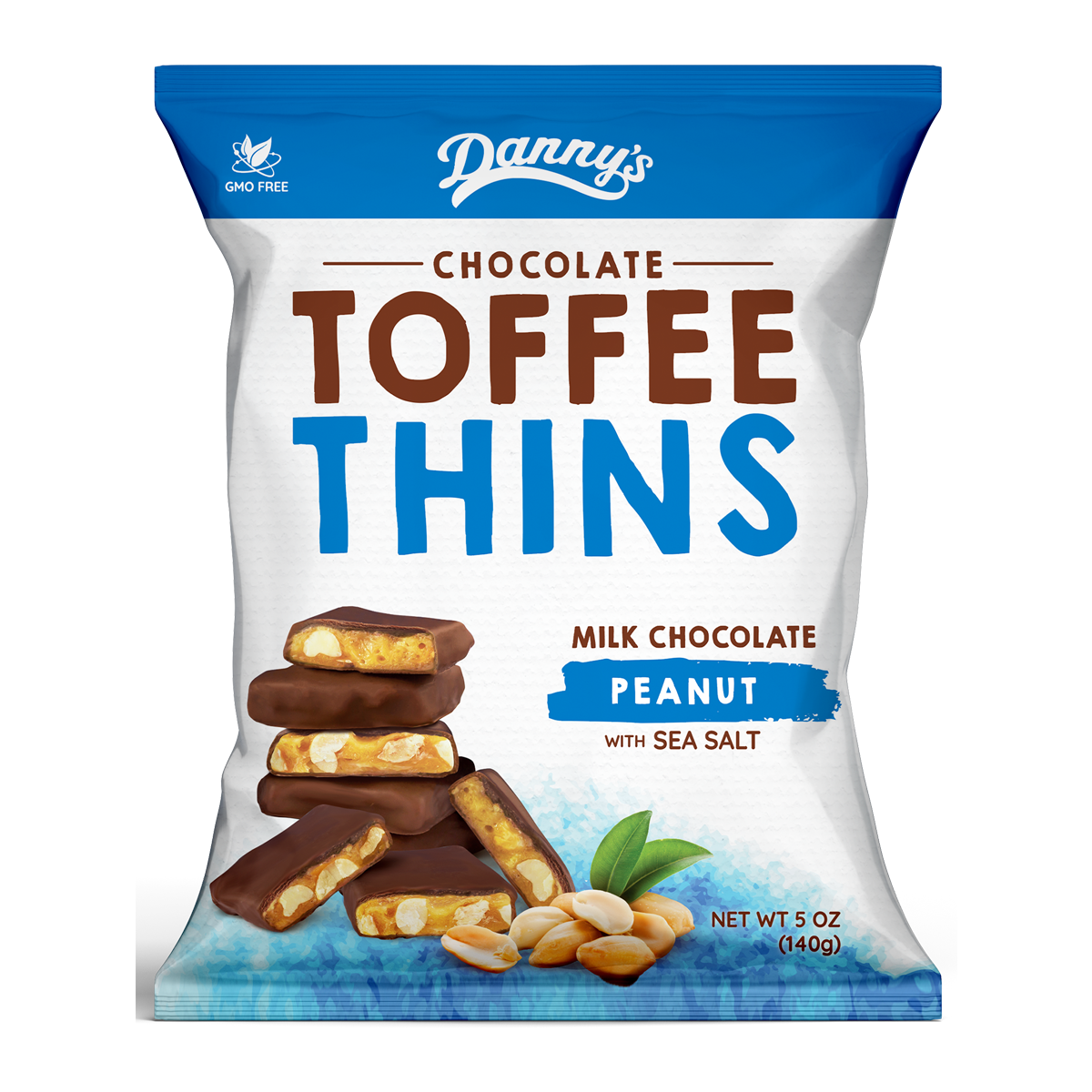 Danny's Toffee Thins Milk Chocolate Peanut Sea Salt 140g