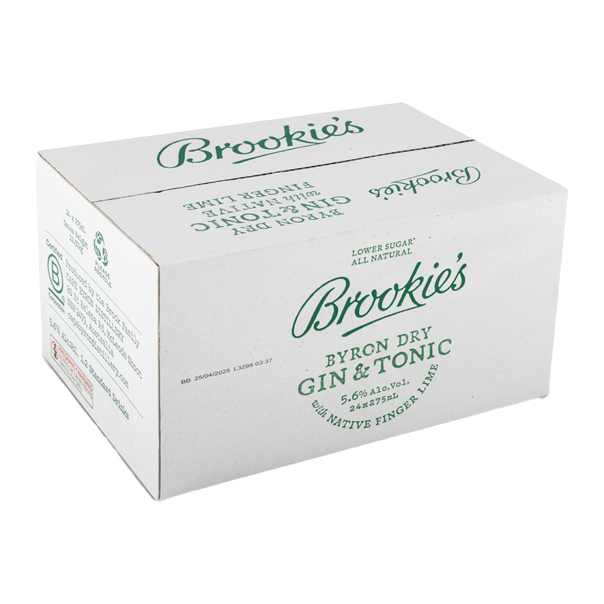 Brookie's Byron Dry Gin and Tonic with Native Finger Lime Case 16 x 275ml