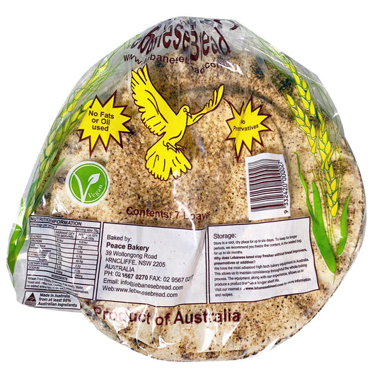 Peace Bakery Wholemeal Lebanese Bread x7