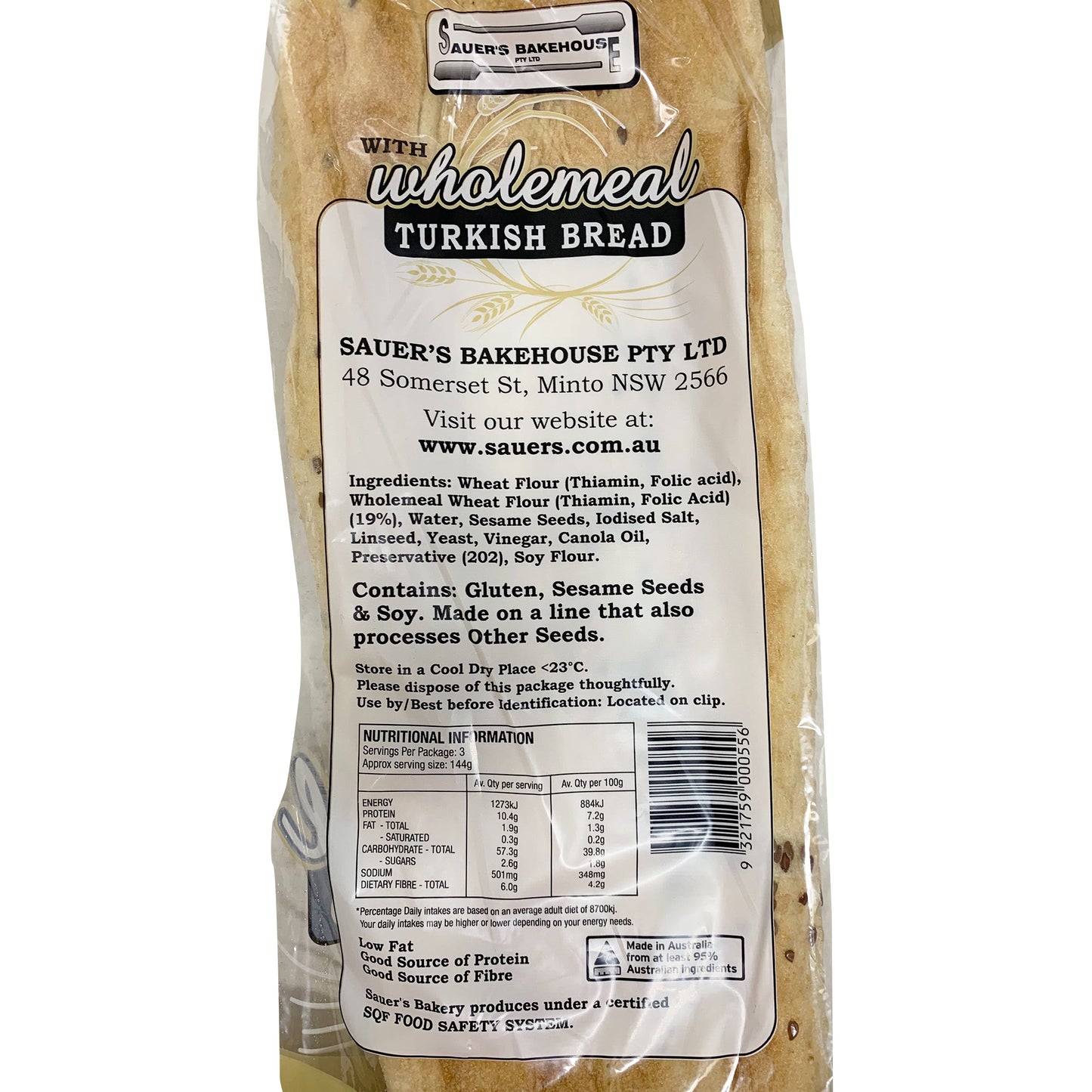 Sauers Wholemeal Turkish Bread 430g