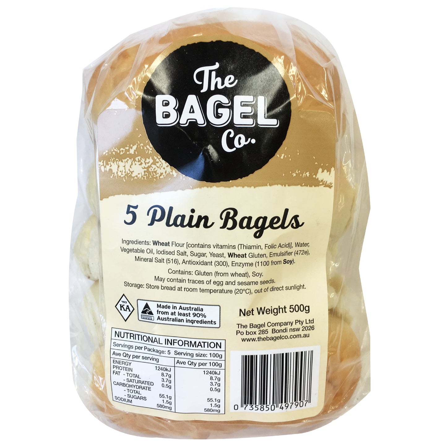 The Bagel Co Plain Bagels x5 500g