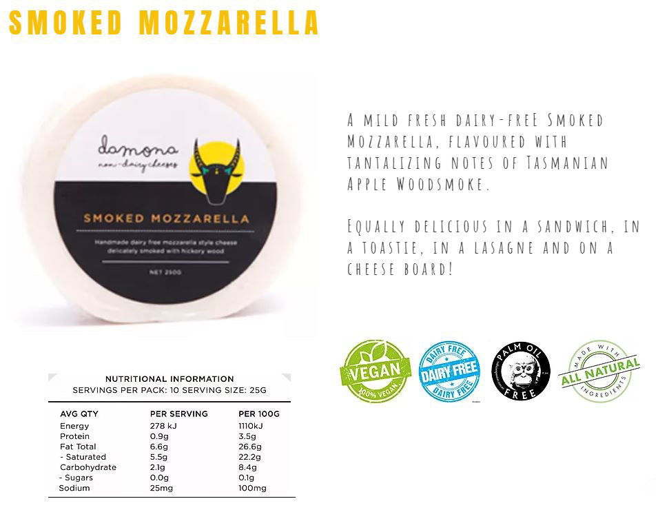 Damona Dairy-Free Cheeses Smoked Mozzarella 200g