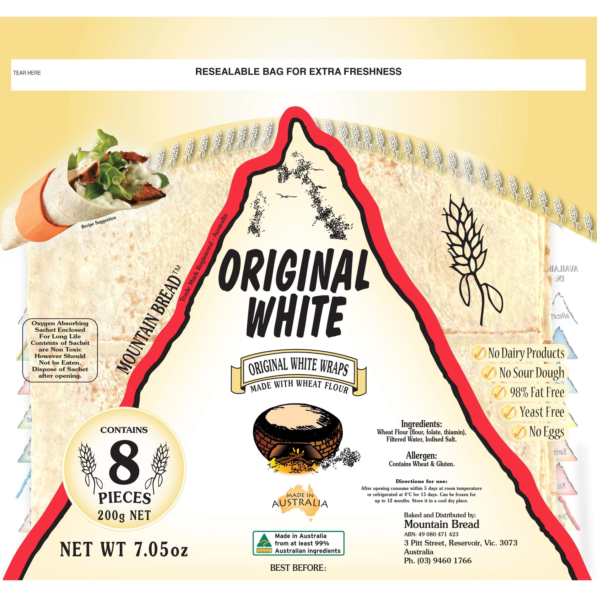 Mountain Bread - White Wraps | Harris Farm Online