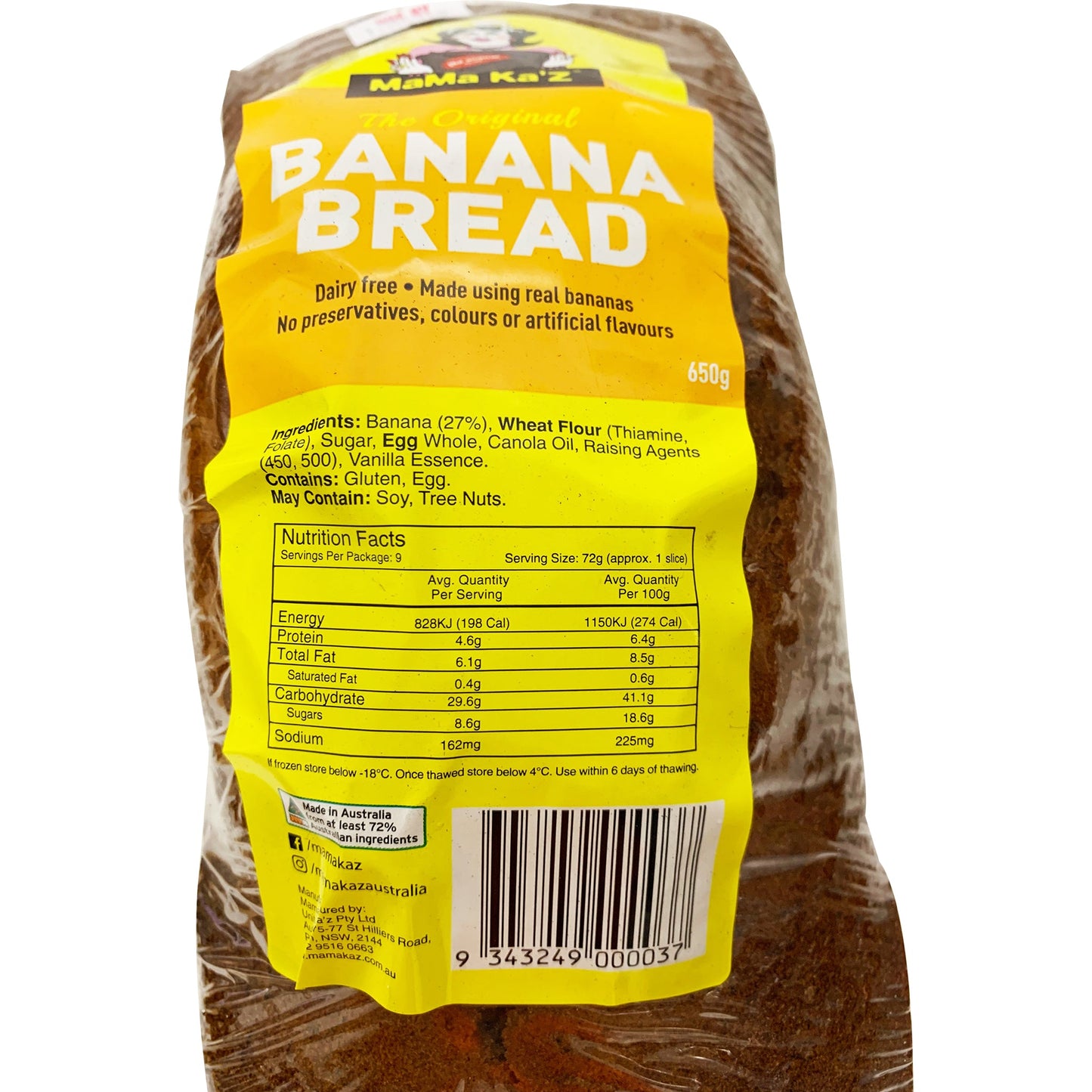 Mama Kaz Banana Bread 650g