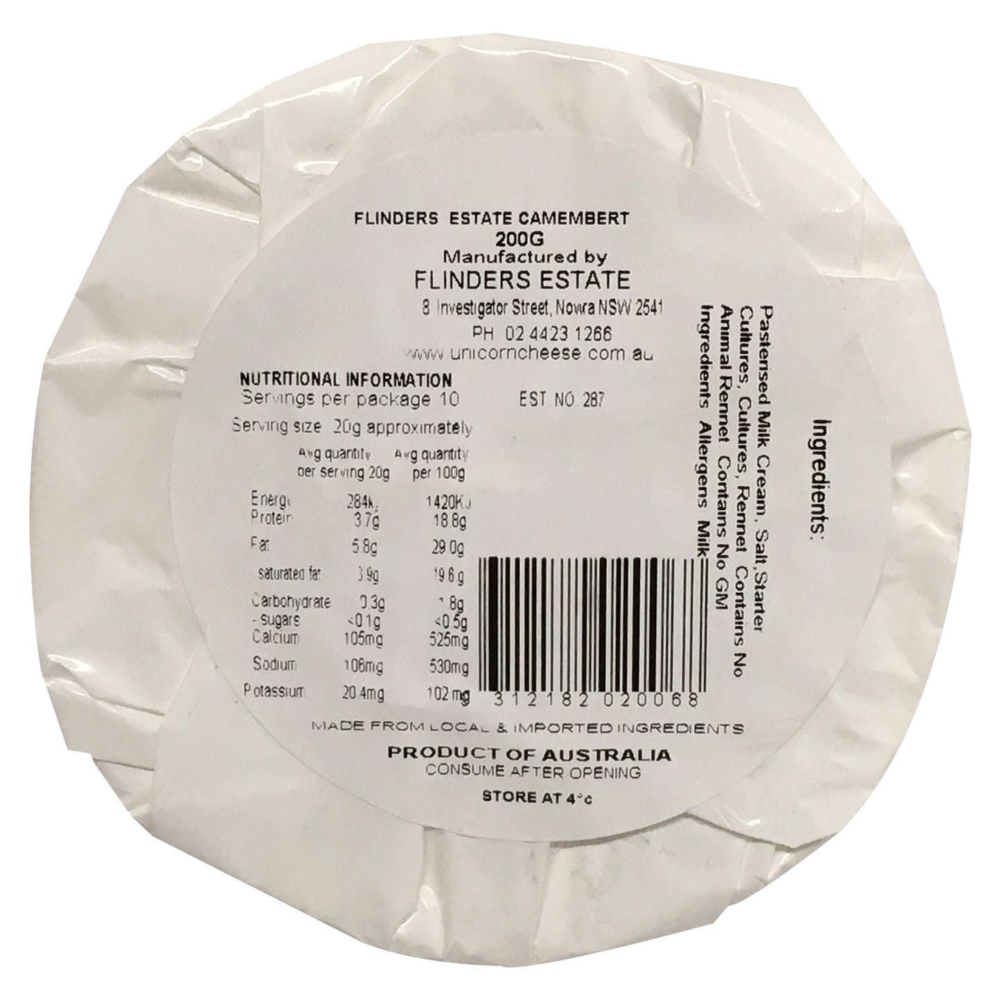 Flinders Estate Camembert | Harris Farm Online