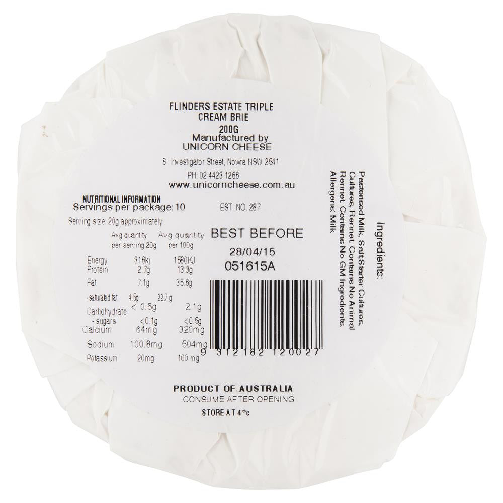 Flinders Estate Triple Cream Cheese 200g , Frdg1-Cheese - HFM, Harris Farm Markets
 - 2