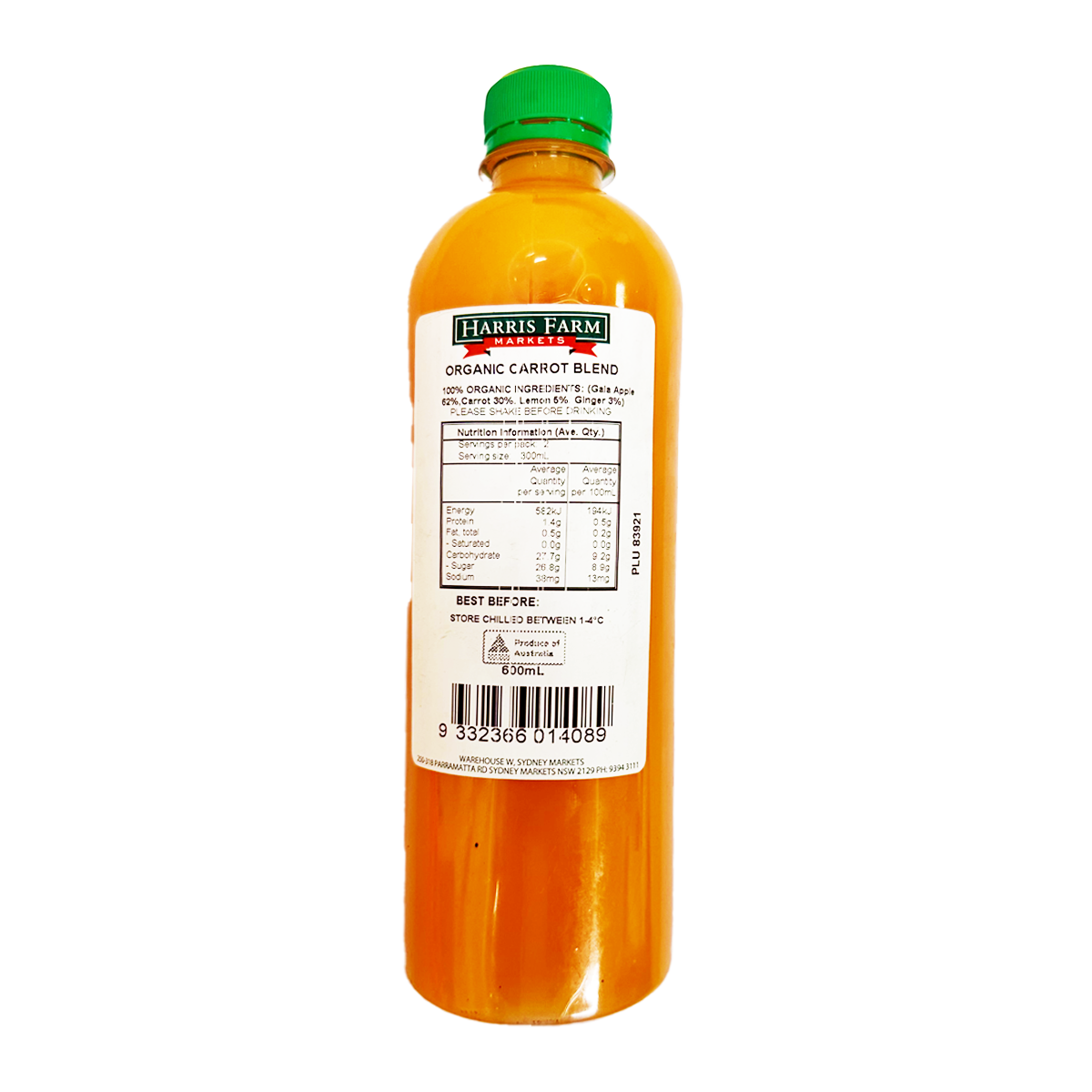 Harris Farm Freshly Squeezed Organic Carrot Juice 600ml