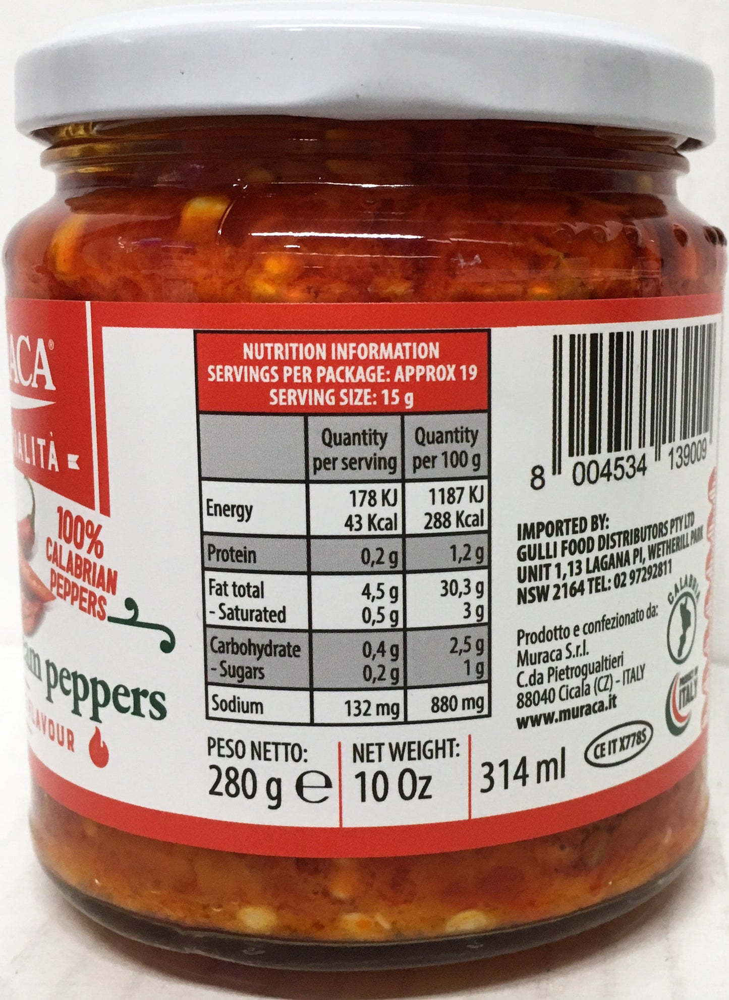 Muraca Spicy Hot Cream Peppers 314g