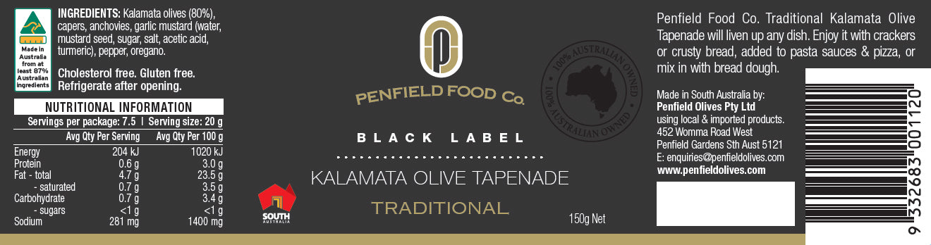 Penfield Food Co Kalamata Olive Tapenade Traditional | Harris Farm Online