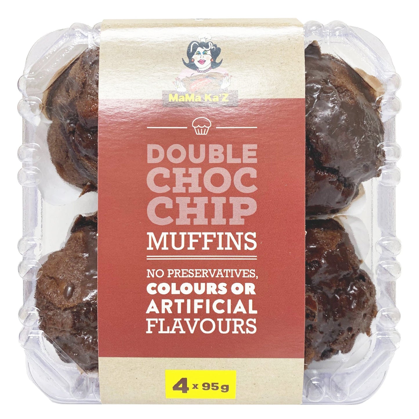 MamaKaz Bread Muffins Double Choc Chip x4 380g