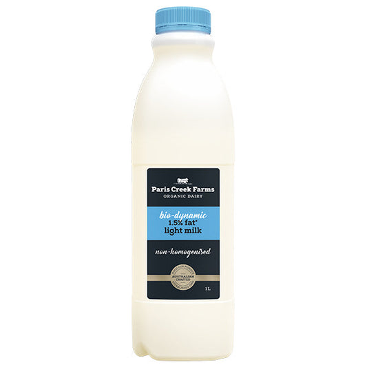 Paris Creek Farms Organic Dairy Bio-Dynamic Light Non-Homogenised Milk 1L