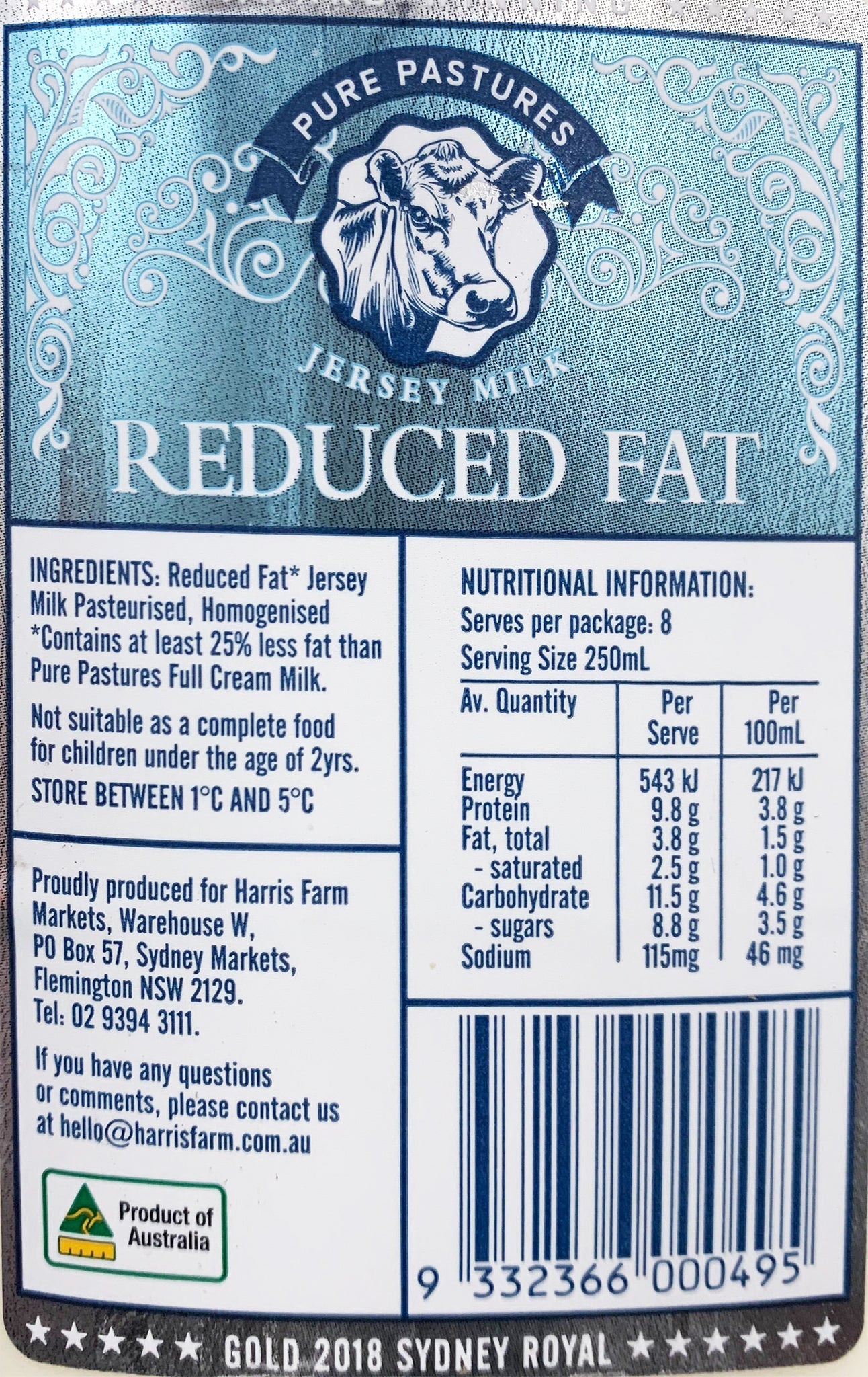 Harris Farm - Milk Pure Pastures Jersey - Reduced Fat | Harris Farm Online