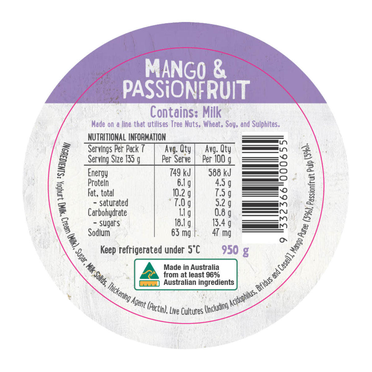 Harris Farm Yoghurt Mango and Passionfruit 950g | Harris Farm Online