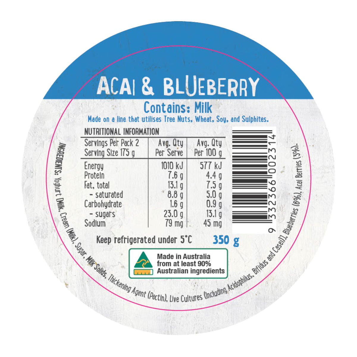 Harris Farm Yoghurt Acai and Blueberry 350g | Harris Farm Online