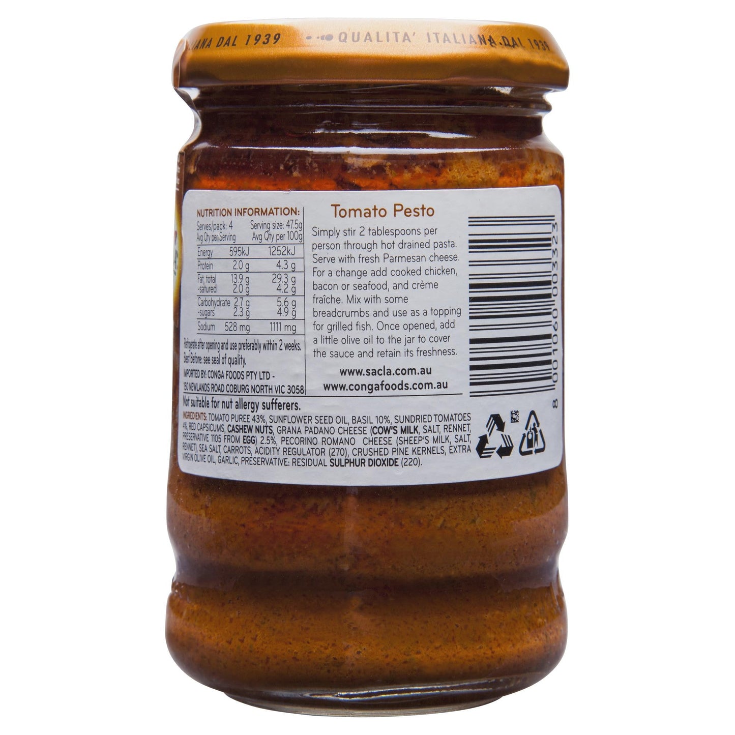 Sacla Tomato Pesto | Harris Farm Online