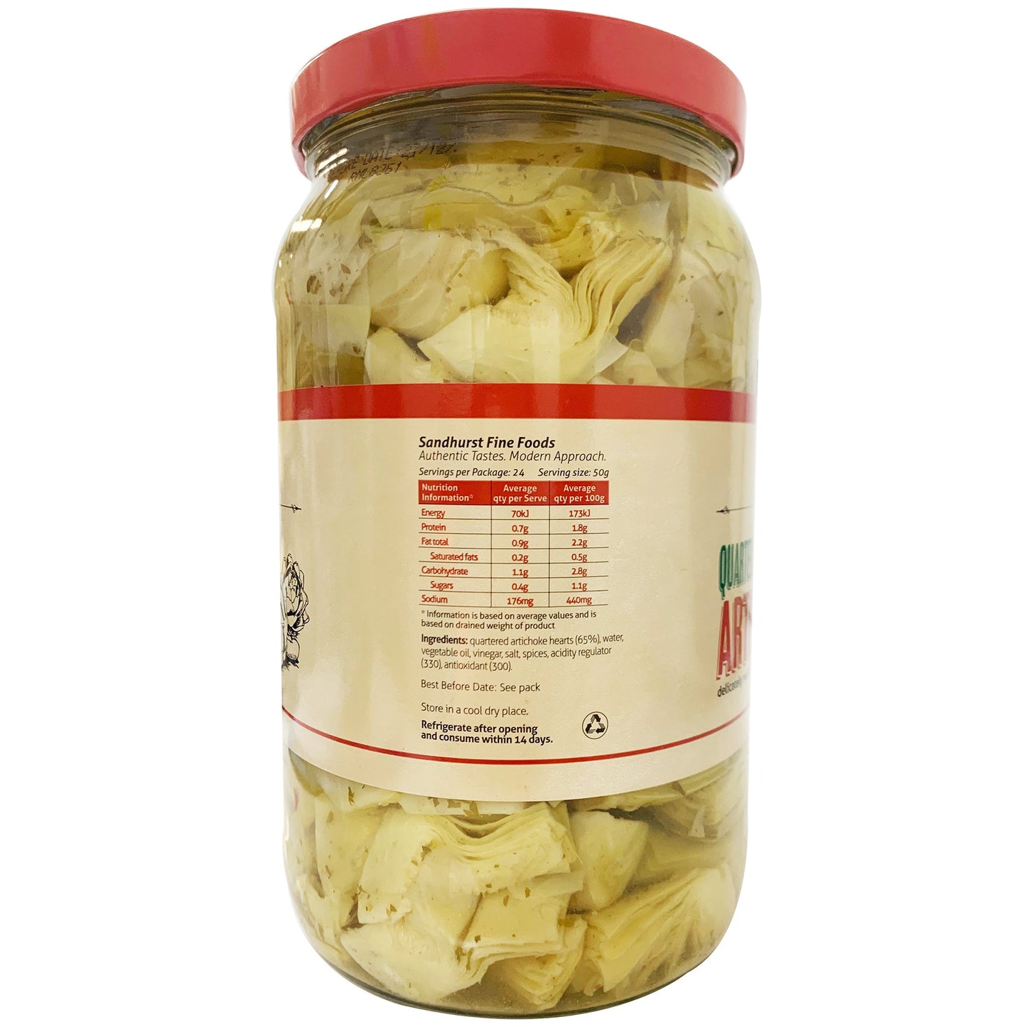 Sandhurst Artichoke Hearts Quartered and Marinated 1.9kg