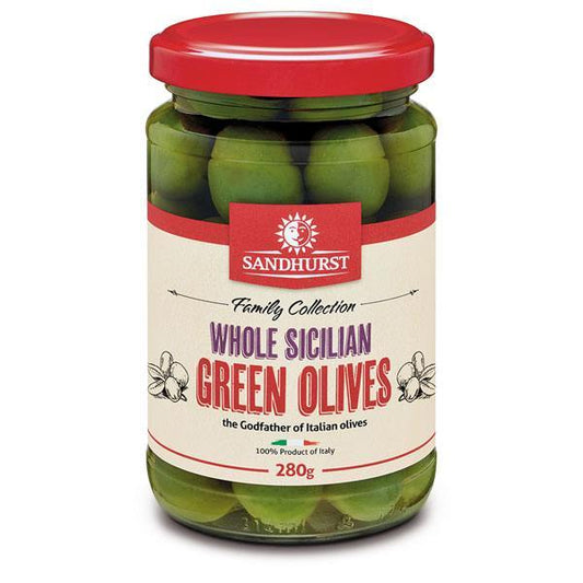 Sandhurst Whole Sicilian Green Olives 280g