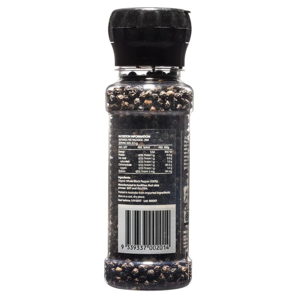 Chef's Choice Organic Whole Black Pepper Grinder | Harris Farm Online