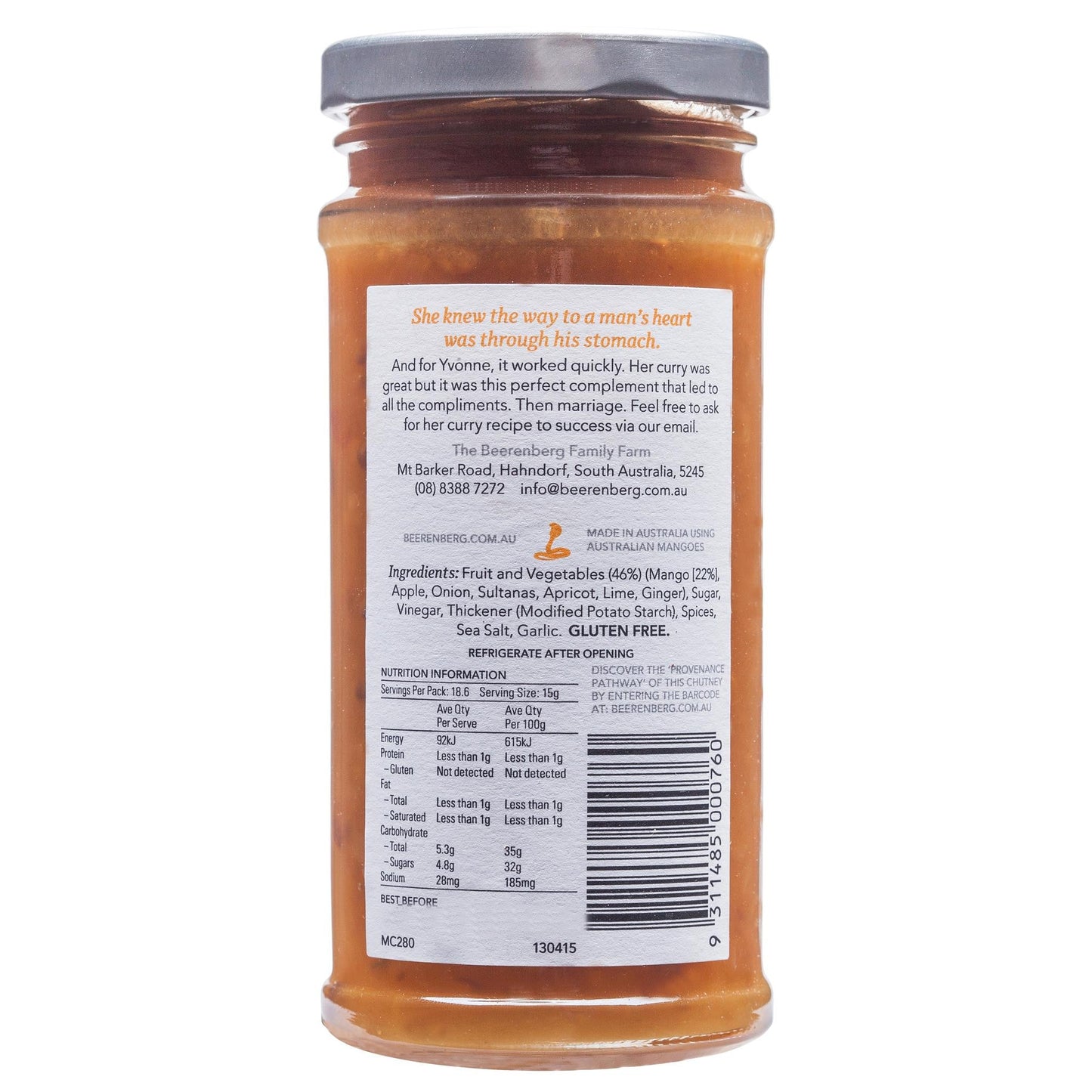 Beerenberg Chutney Mango 280g , Grocery-Cooking - HFM, Harris Farm Markets
 - 2