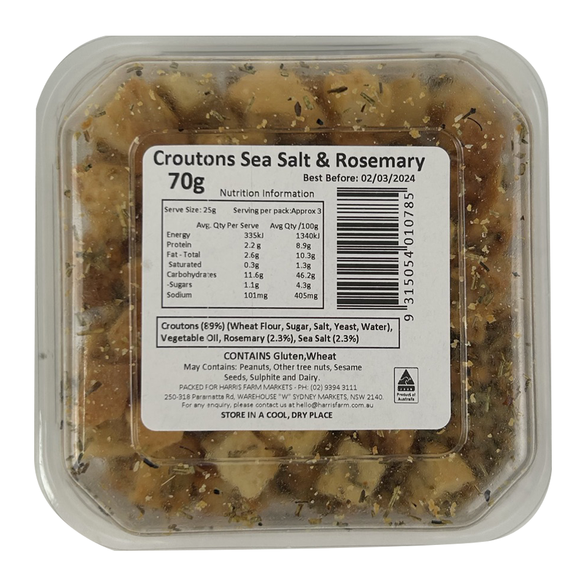 Harris Farm Croutons Sea Salt and Rosemary 70g