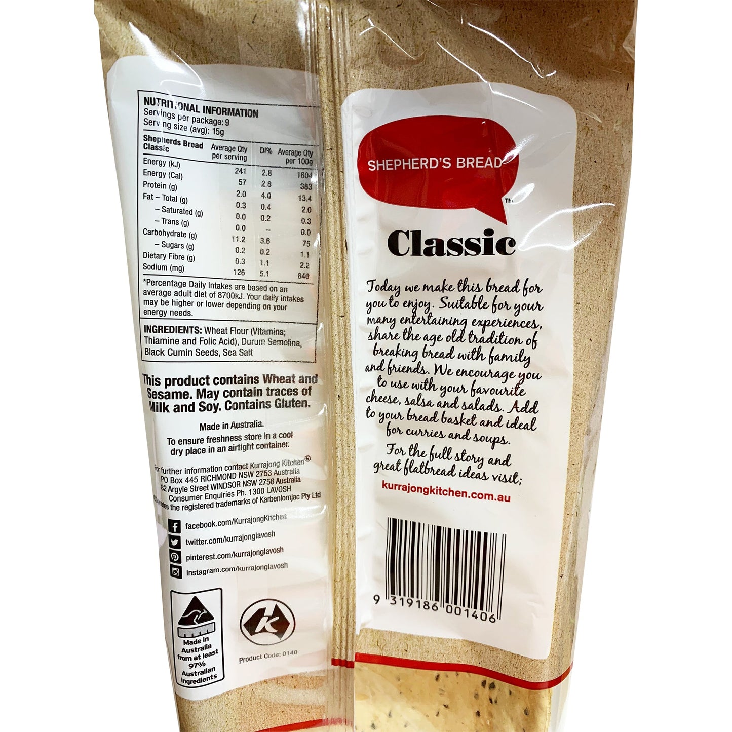 Kurrajong Kitchen Shepherds Bread Classic 135g