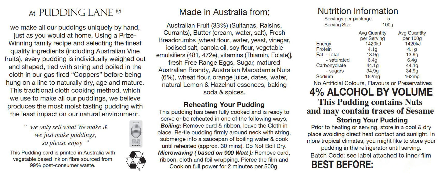 Pudding Lane Macadamia and Brandy Pudding | Harris Farm Online