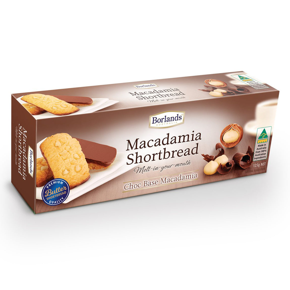 Borlands Choc Base Macadamia Shortbread | Harris Farm Online