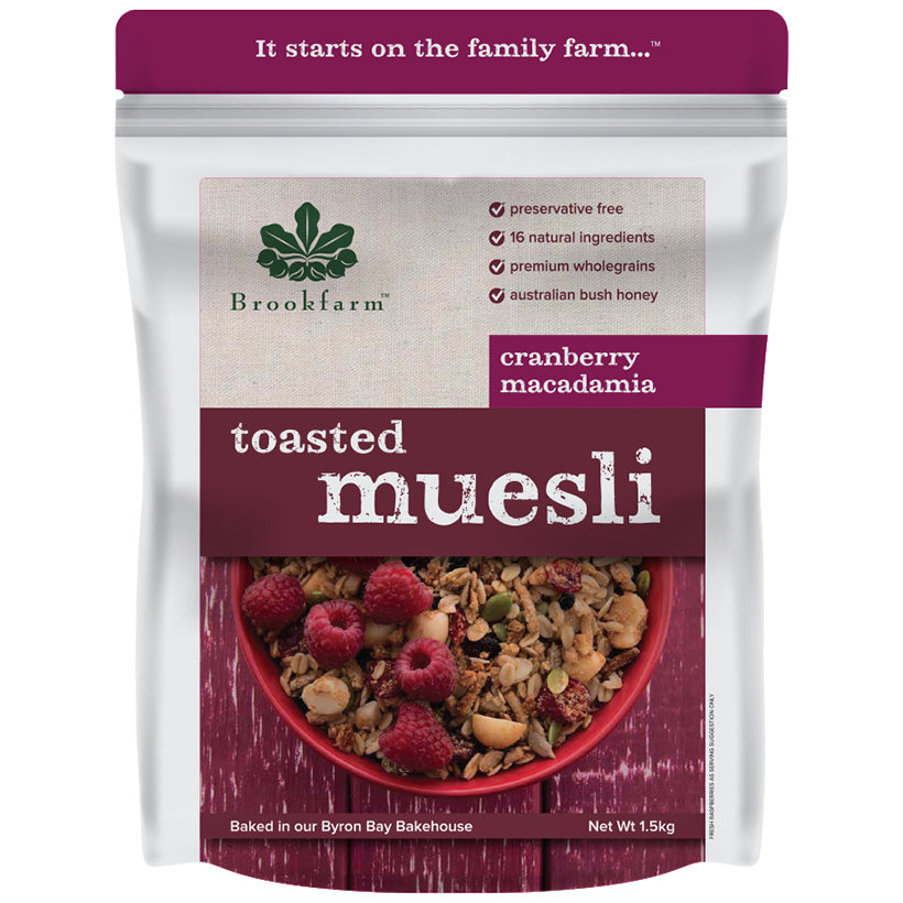 Brookfarm Cranberry Macadamia Toasted Muesli 1.5kg