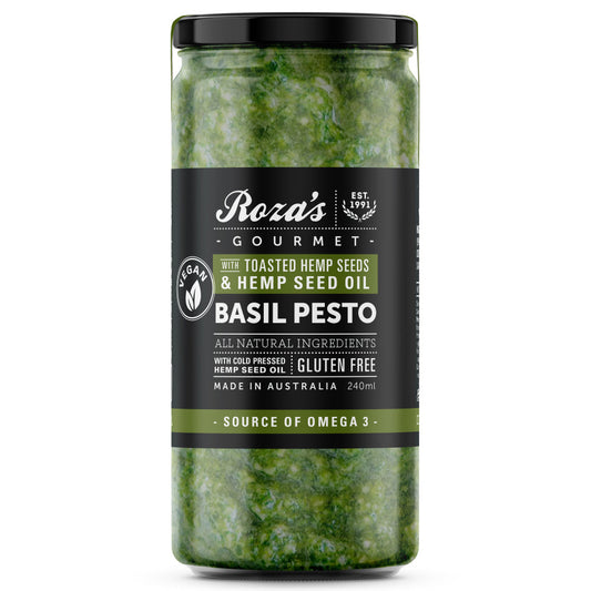 Roza's Gourmet - Basil Pesto - with Toasted Hemp Seeds & Hemp Seed Oil | Harris Farm Online