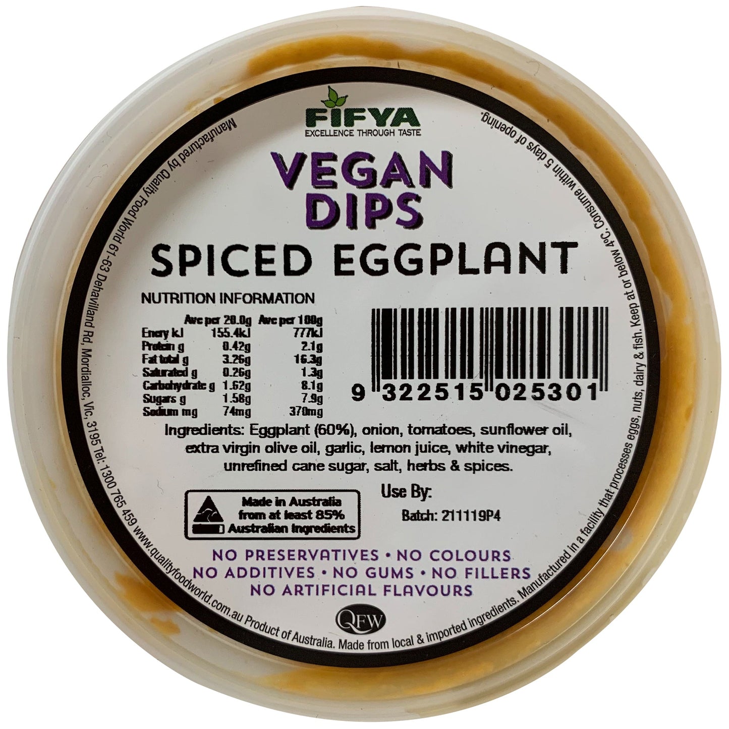 Fifya Vegan Spiced Eggplant Dips 250g