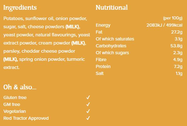 Burts Hand Cooked Potato Chips Mature Cheddar and Spring Onion 150g