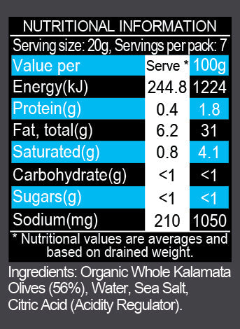 Foda Organic Whole Kalamata Olives | Harris Farm Online